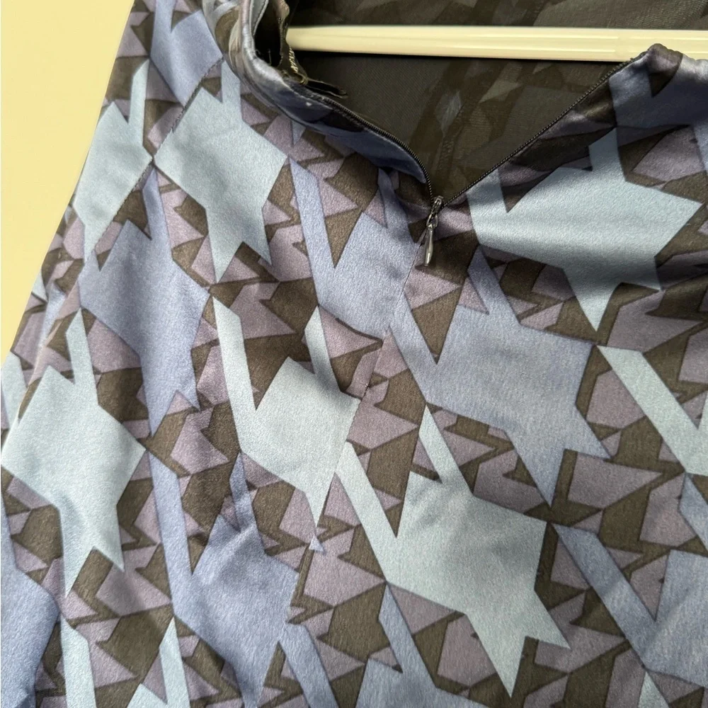 Kenneth Cole Geometric Blue and Black A-Line Skirt - Picture 3 of 4